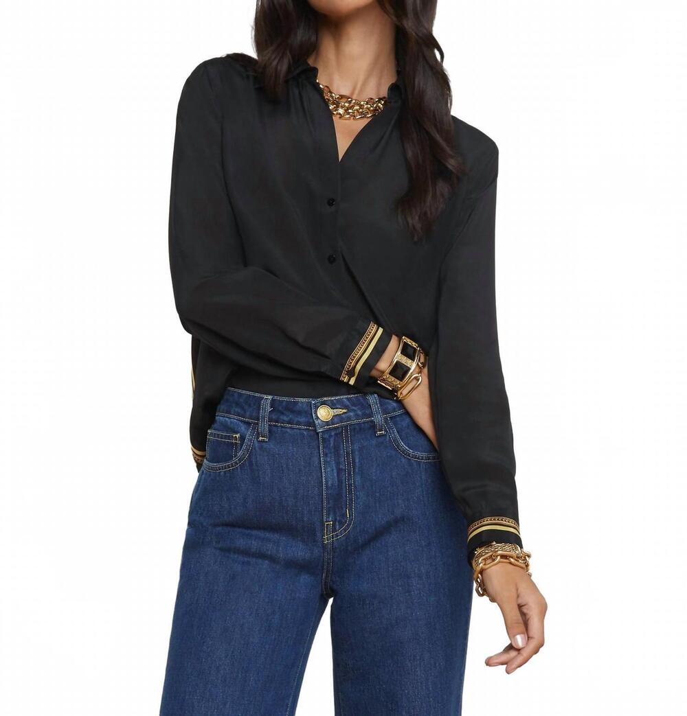 NEW L'AGENCE gio blouse in black gold